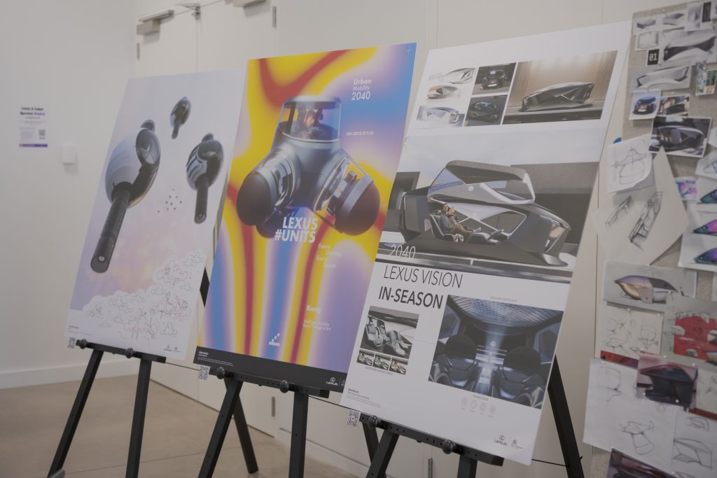 Some of the student designs in the Lexus 2040: the Soul of Future Premium design programme, run in conjunction with the Royal College of Art (RCA) Intelligent Mobility Design Centre