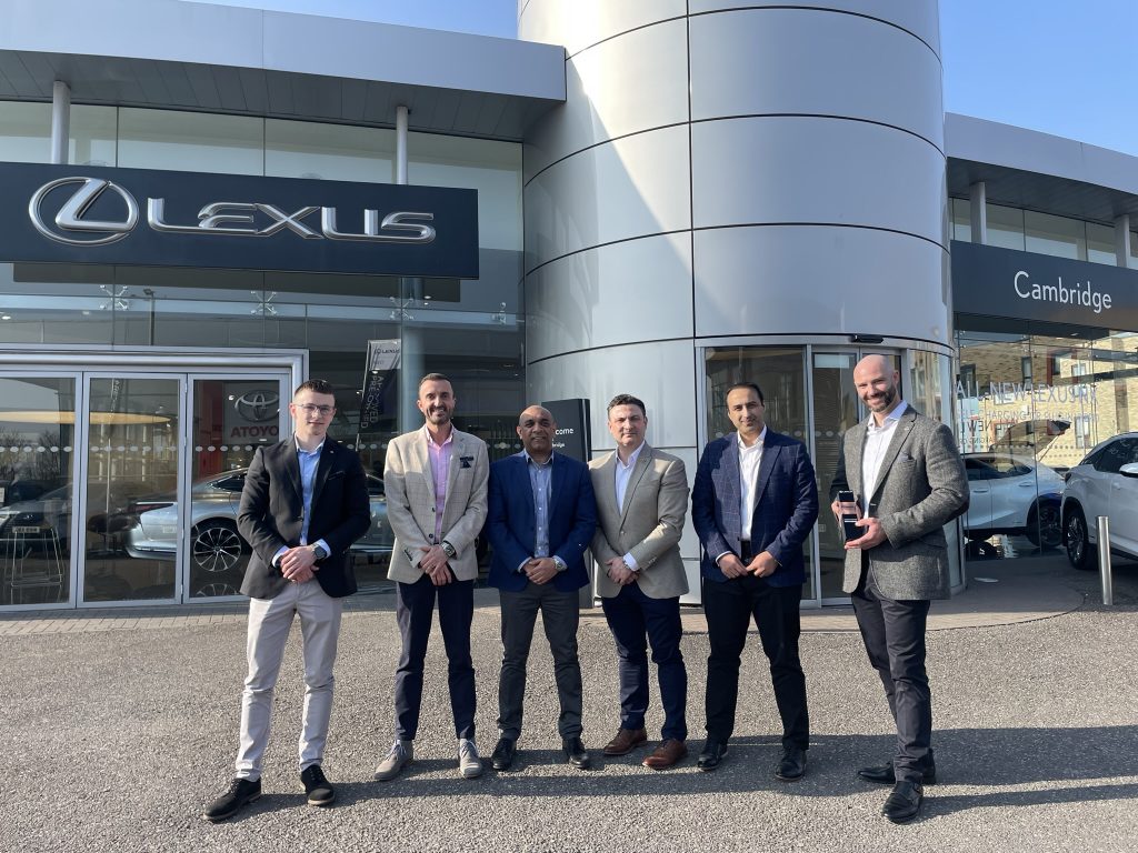 Left to right = Charles Nice (Transaction Manager), Chris Chipperfield (Sales Controller), Nas Faruquee (Sales Manager), Lillo Contato (Centre Manager), Irfan Munir (Divisional Director), Aaron Surry (General Manager)