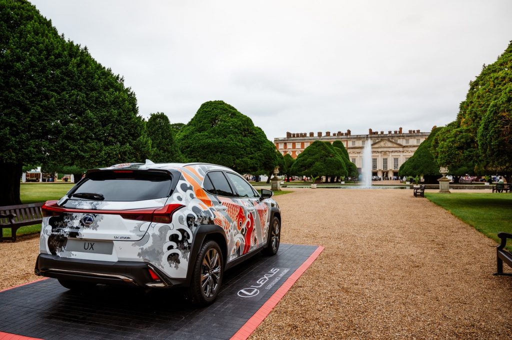 The Lexus UX tattooed car will be on display at the Artisan Festival at Hampton Court