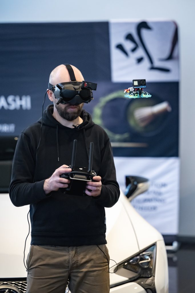 Sam Butcher, a specialist in First-Person View (FPV) flight, flew the drone camera through Lexus Hedge End dealership