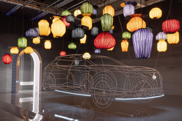 The Lexus: Sparks of Tomorrow exhibit at Milan Design Week includes an installation by architect and designer Germane Barnes with lighting studio Aqua Creations