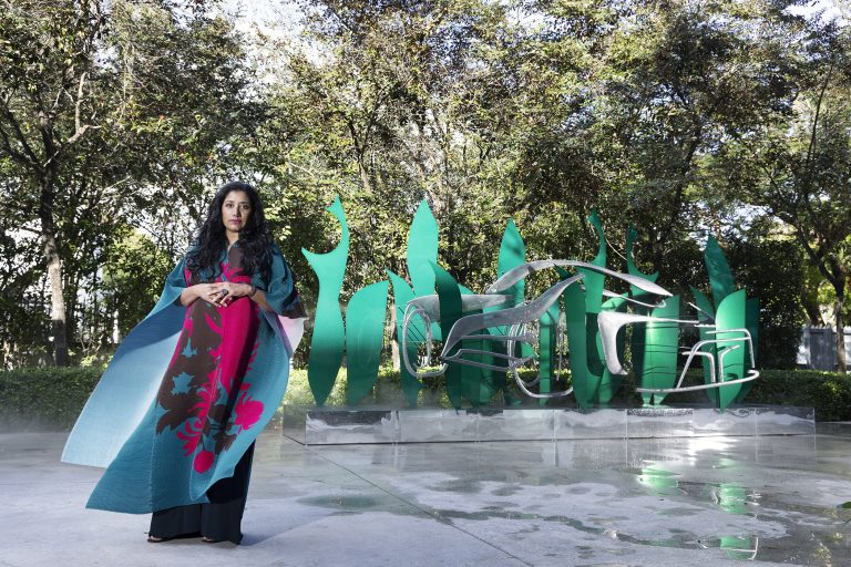 Suchi Reddy with her Shaped by Air Lexus installation at ICA Miami.