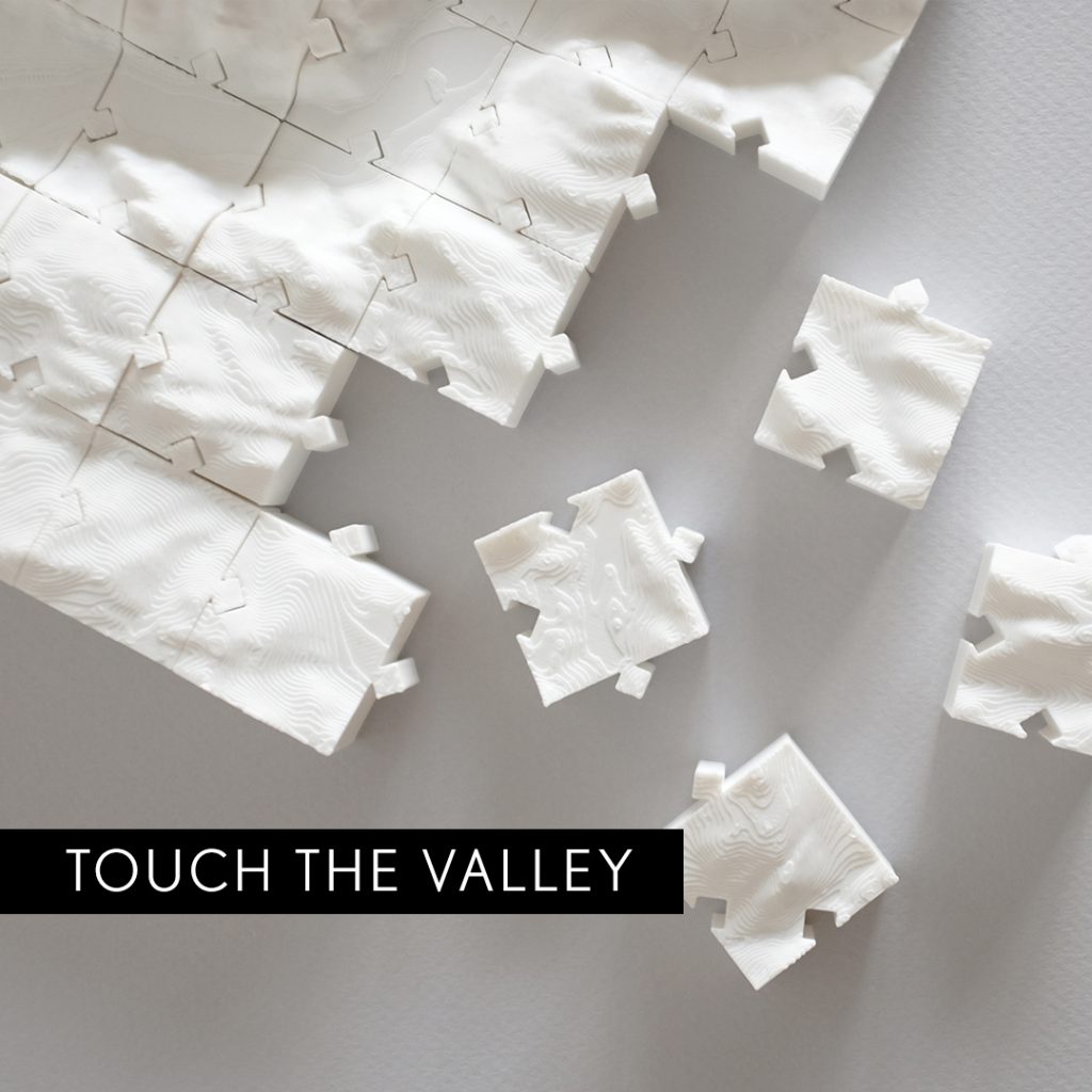 Touch the Valley by Temporary Office: a 3D topographic puzzle in which visually impaired people can experience the physical world through touch.
