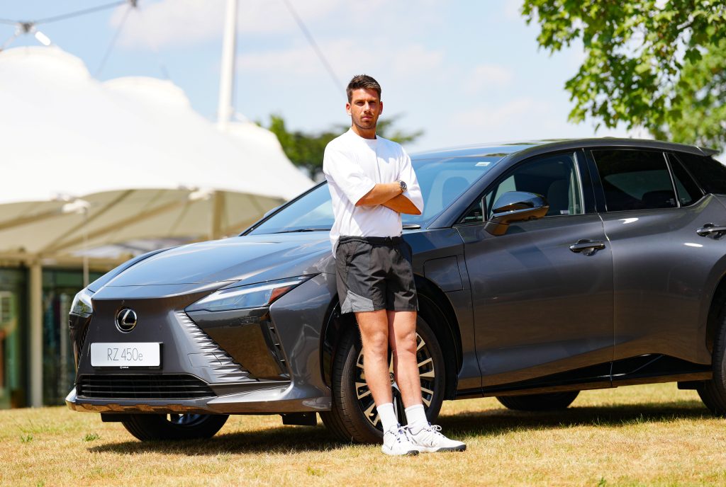 Cameron Norrie with the Lexus RZ 450e