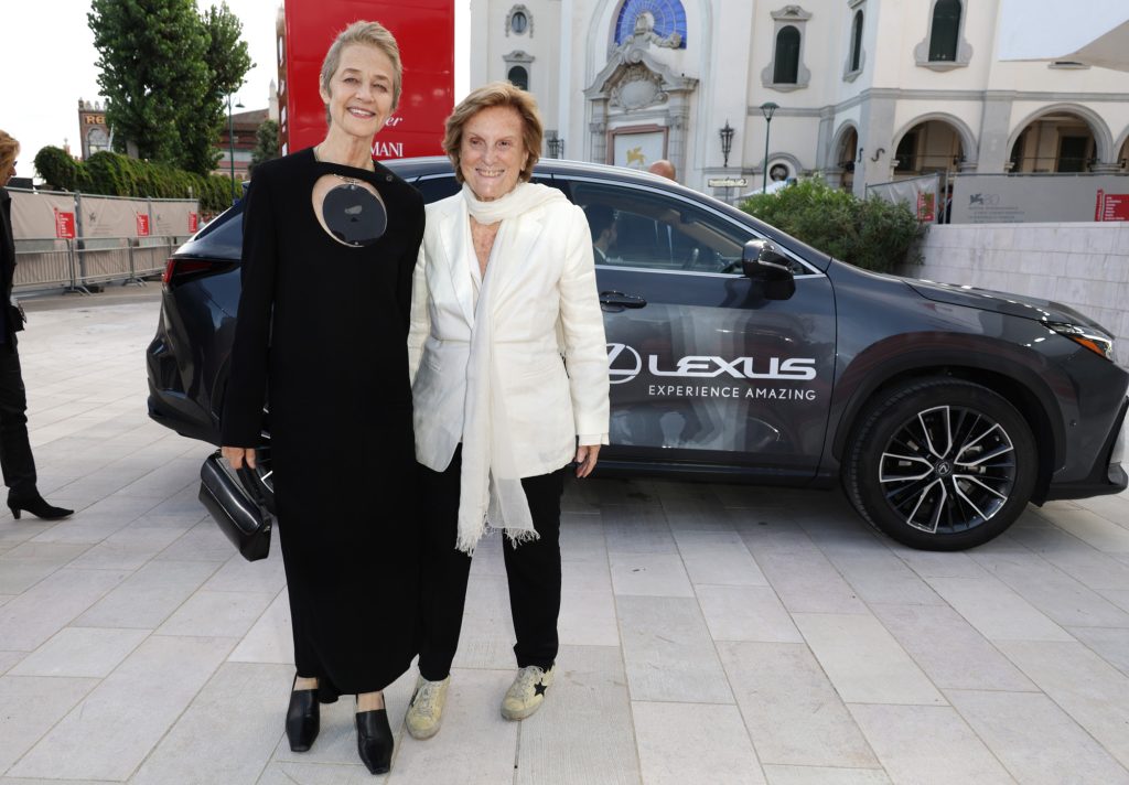 Charlotte Rampling and director Liliana Cavani on the opening red carpet ahead of the "Comandante" screening during the 80th Venice International Film Festival at Palazzo del Casino on August 30, 2023 in Venice. (Photo by Pascal Le Segretain/Getty Images for Lexus)