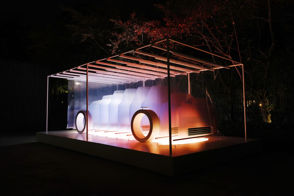 Marjan van Aubel's 8 Minutes and 20 Seconds installation inspired by the Lexus LF-ZC concept car, at Design Miami