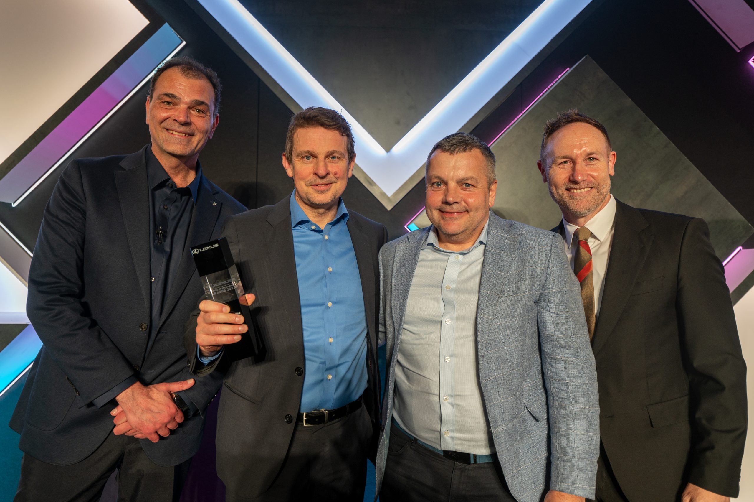 From L to R: Chris Hayes, Director, Lexus UK, Tim Swindin and Andrew Mallory from Vantage Group, and Scott Thompson, President and Managing Director, of Toyota (GB) PLC