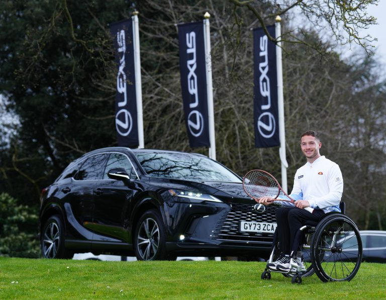 Alfie Hewett, Great Britain and World number one men's wheelchair tennis player, with his Lexus RX 450h+ hybrid SUV