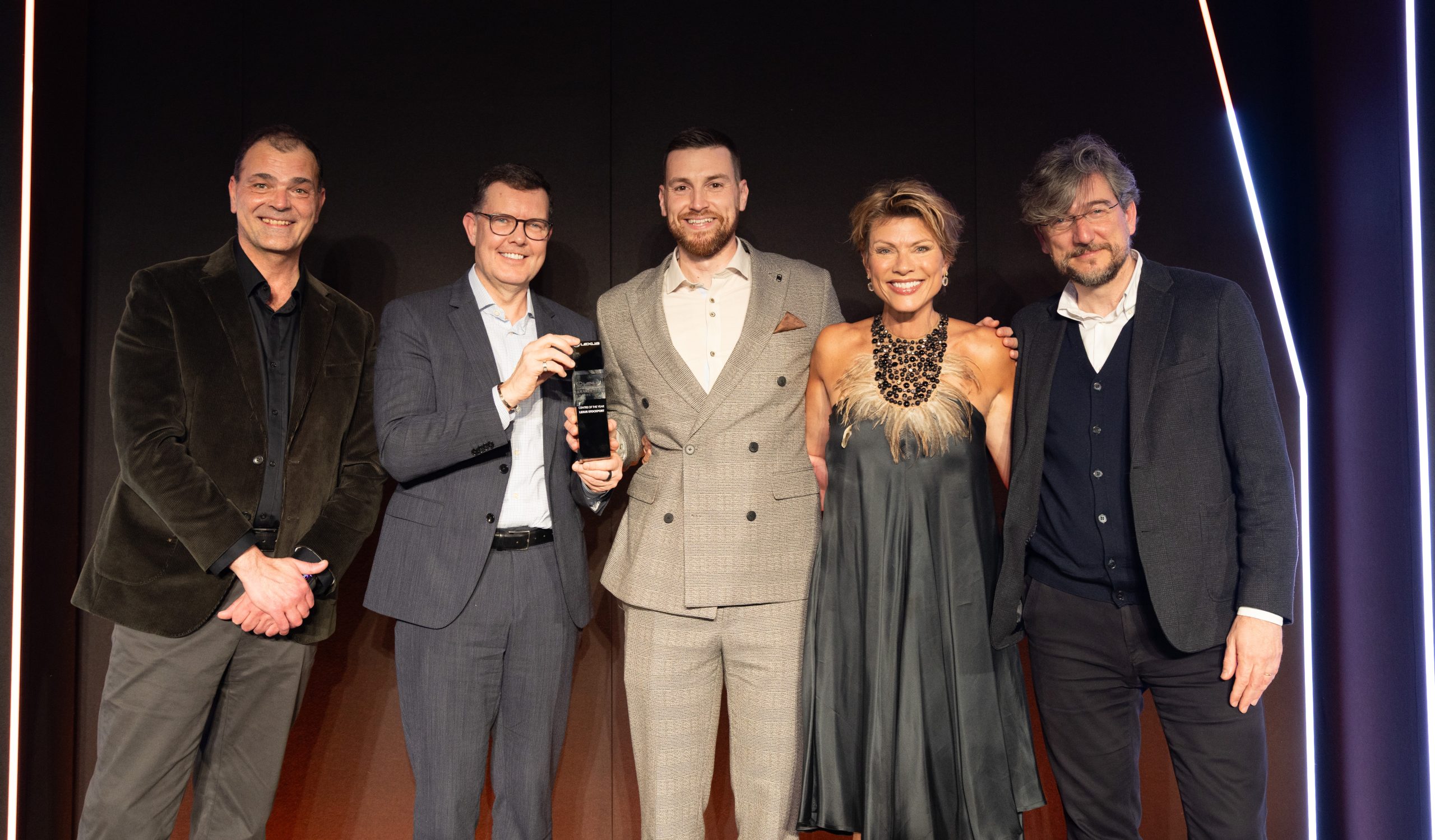 Lexus UK, Neil Perrin and Paul Todd from Lexus Stockport, with TV presenter Kate Silverton, and Luigi Ksawery Luca’, Toyota (GB) President and Managing Director