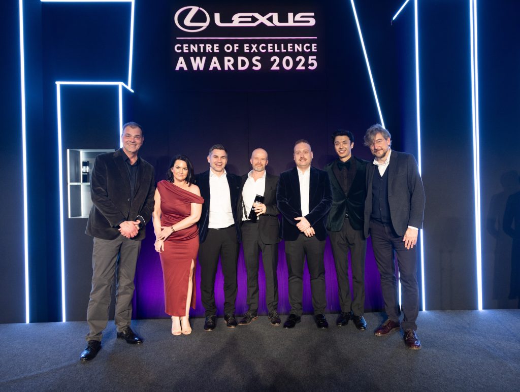From L to R: Chris Hayes, Director Lexus UK, Emma Dexter, Paul Hatch, John Dowell, Adam Tonks, Gary Wilkes from Listers, and Luigi Ksawery Luca’, Toyota (GB) President and Managing Director